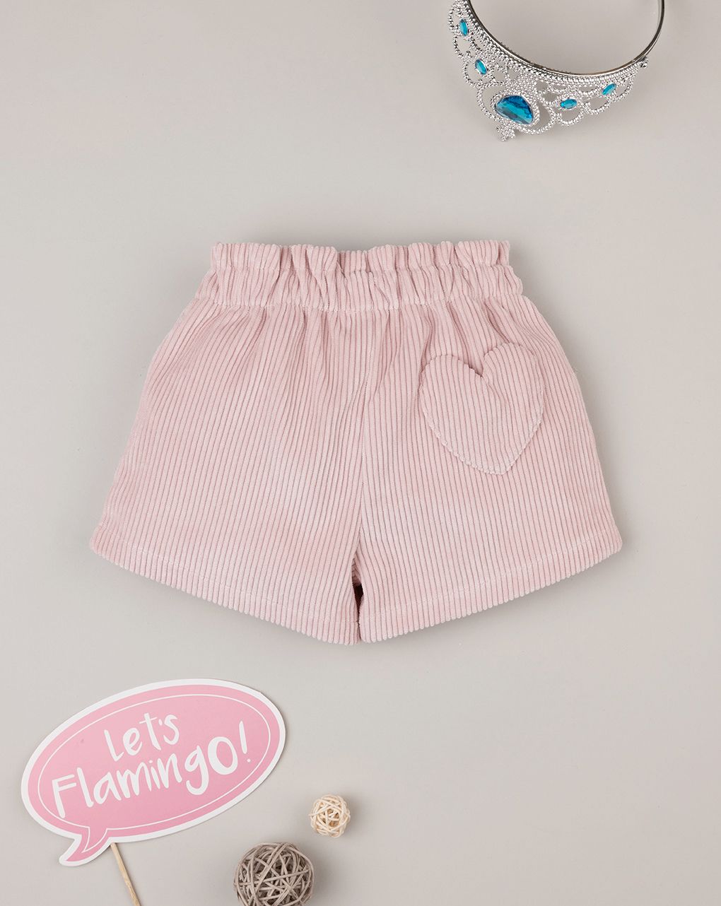 βρεφικό σορτσάκι βελουτέ ροζ για κορίτσι - Prénatal