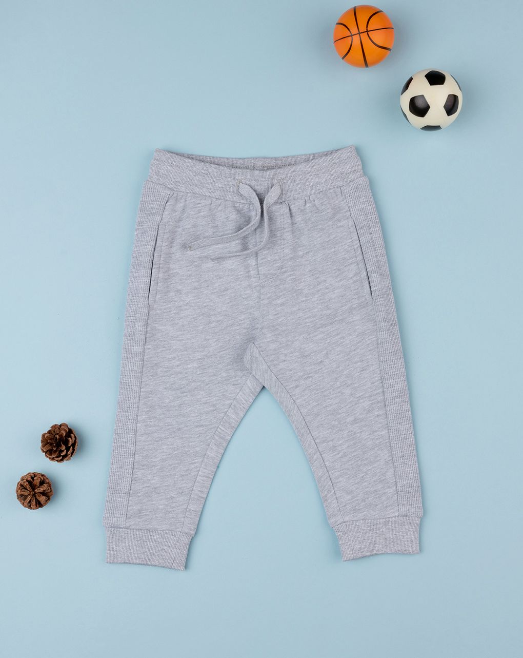 βρεφικό παντελόνι φούτερ γκρι με ένθετα για αγόρι - Prénatal