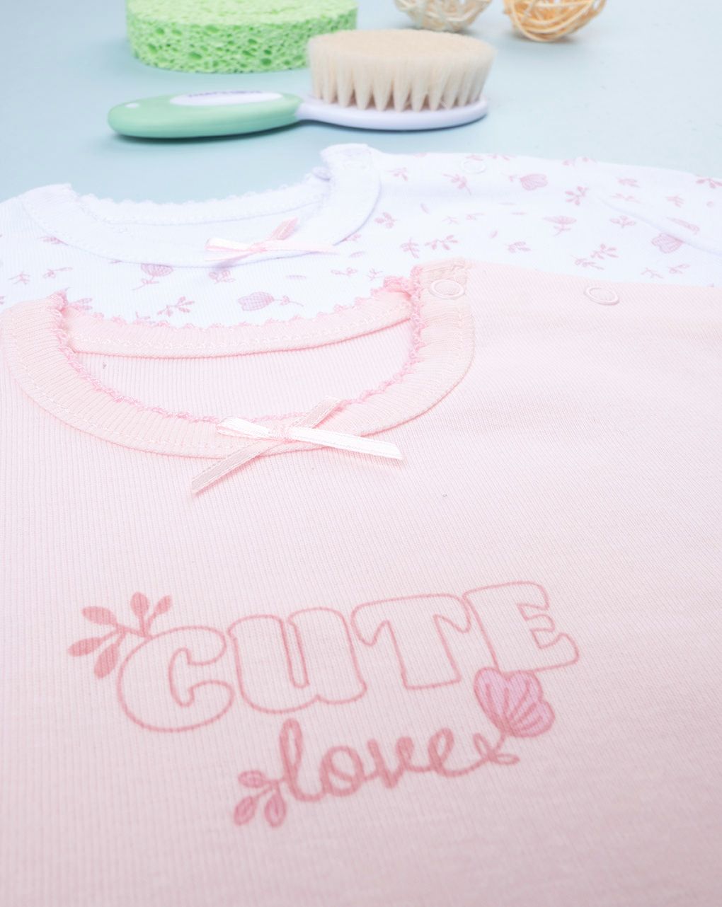 βρεφικά μακρυμάνικα κορμάκια πακέτο x2 cute για κορίτσι - Prénatal