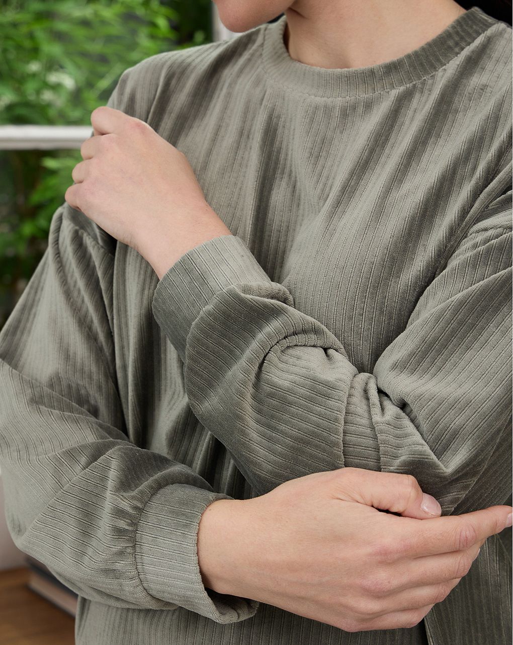 γυναικεία μπλούζα φούτερ εγκυμοσύνης από σενίλ χακί - Prénatal