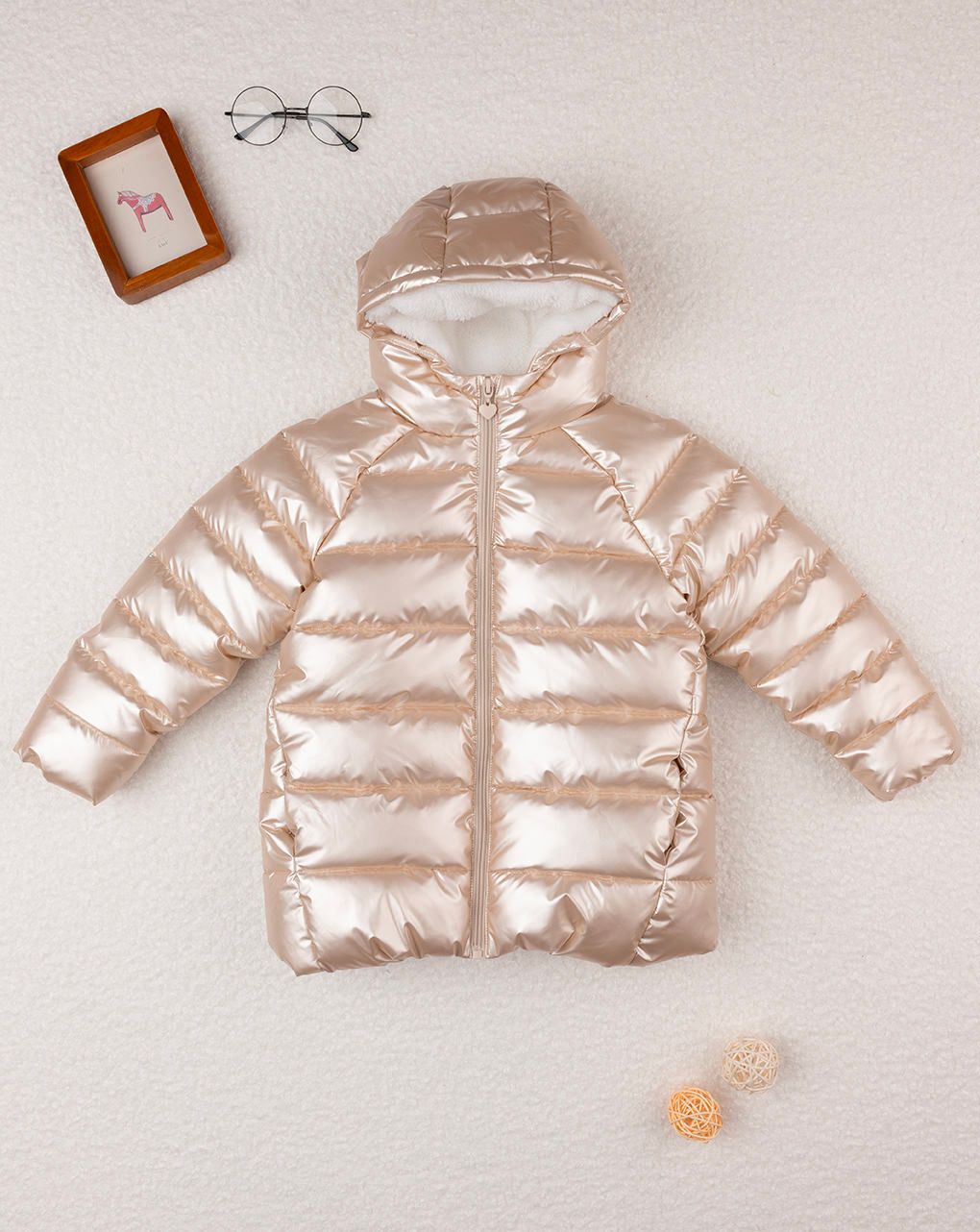 παιδικό μπουφάν puffer χρυσό ιριδίζον για κορίτσι - Prénatal