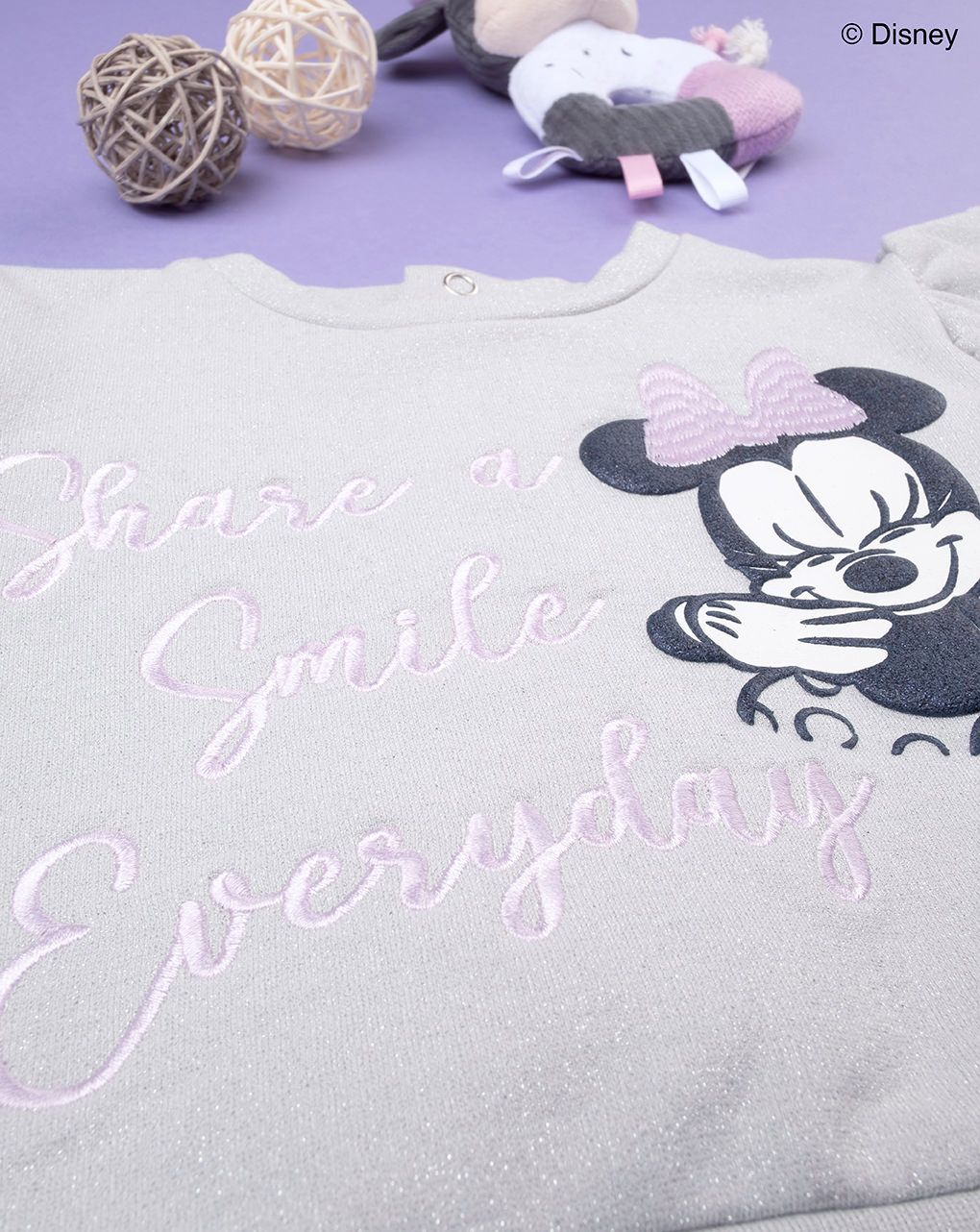 βρεφική μπλούζα φούτερ γκρι με τη minnie για κορίτσι - Prénatal