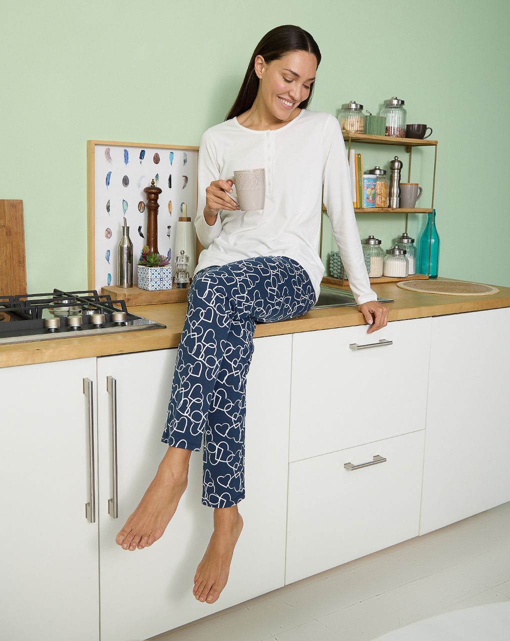 γυναικεία πιτζάμα εγκυμοσύνης/θηλασμού με καρδιές - Prénatal