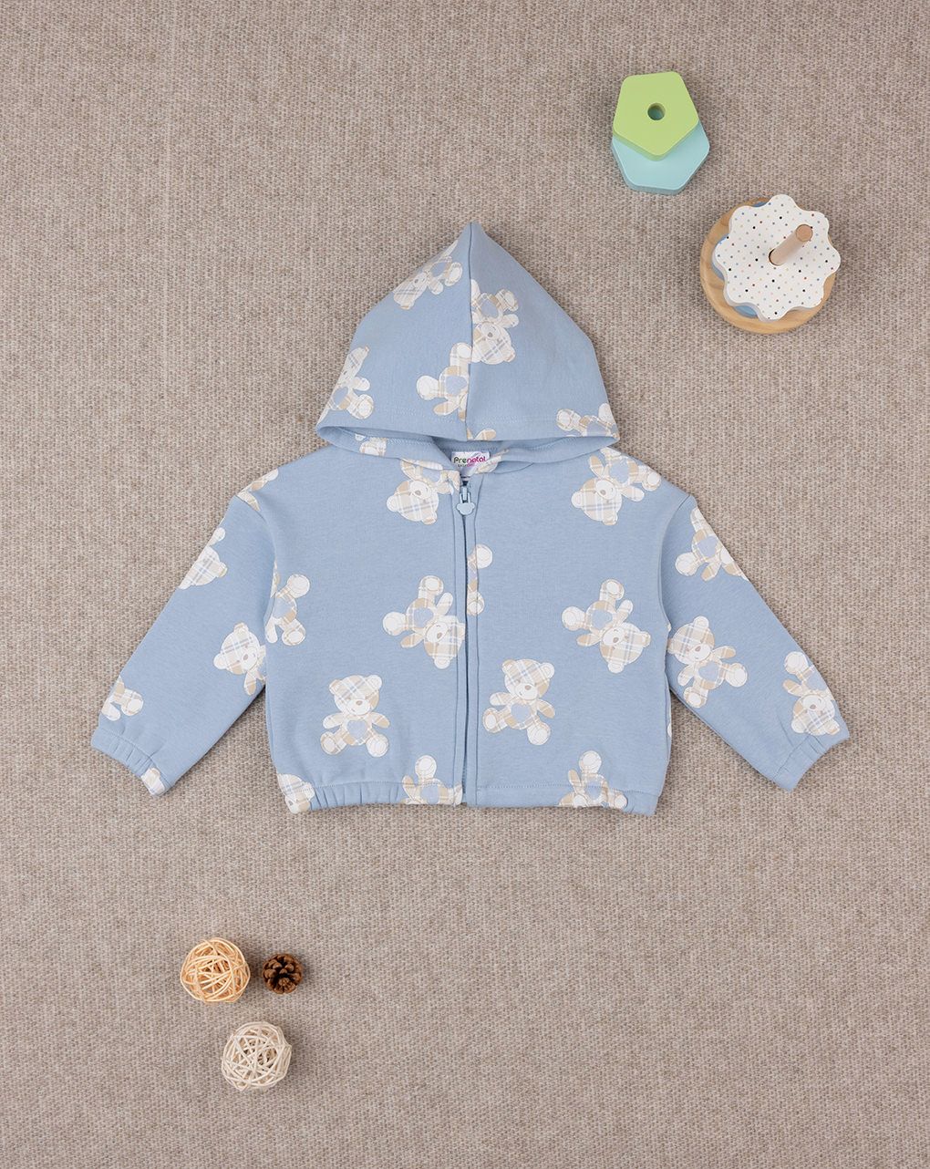 βρεφική ζακέτα φούτερ γαλάζια teddy για κορίτσι