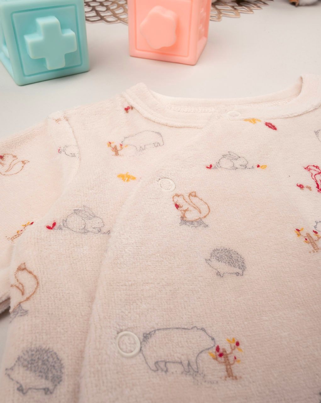 βρεφικό φορμάκι σενίλ μπεζ forest για αγόρι - Prénatal