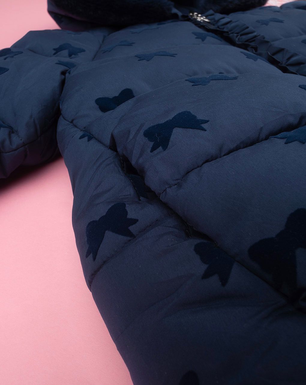 παιδικό μπουφάν puffer μπλε με φιογκάκια για κορίτσι - Prénatal