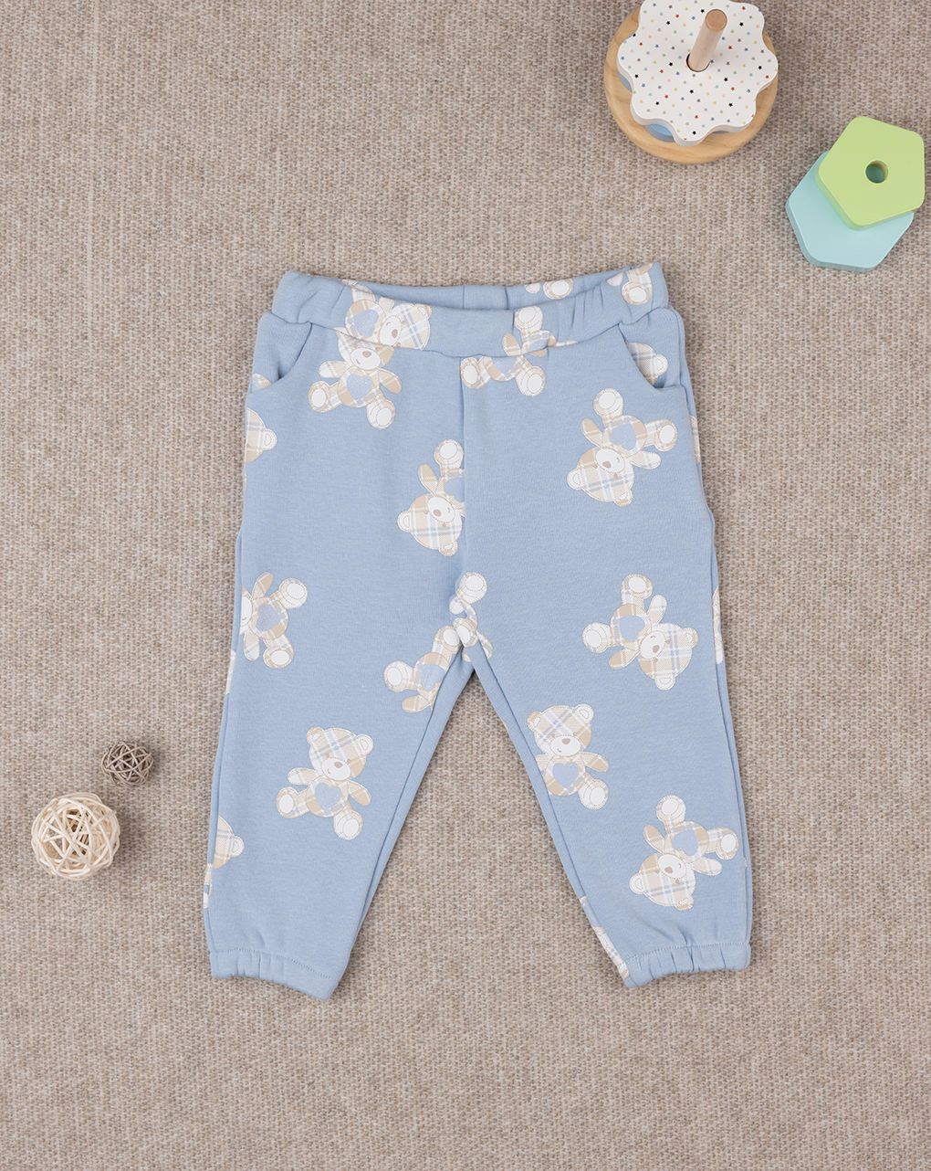 βρεφικό παντελόνι φούτερ γαλάζιο teddy για κορίτσι