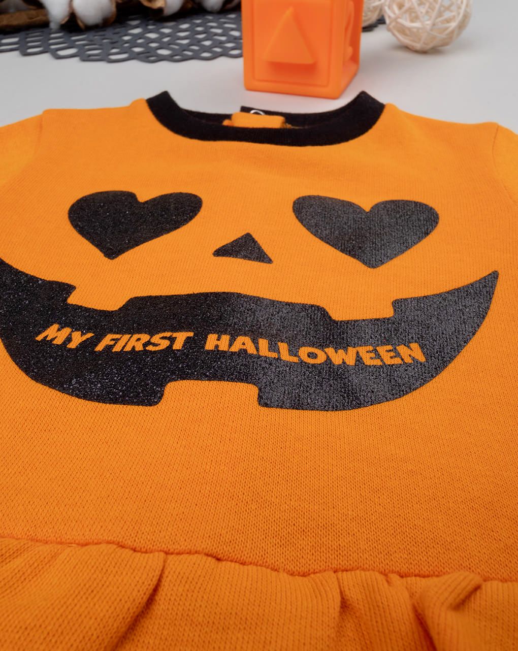 βρεφικό φορμάκι halloween πορτοκαλί/μαύρο για κορίτσι - Prénatal