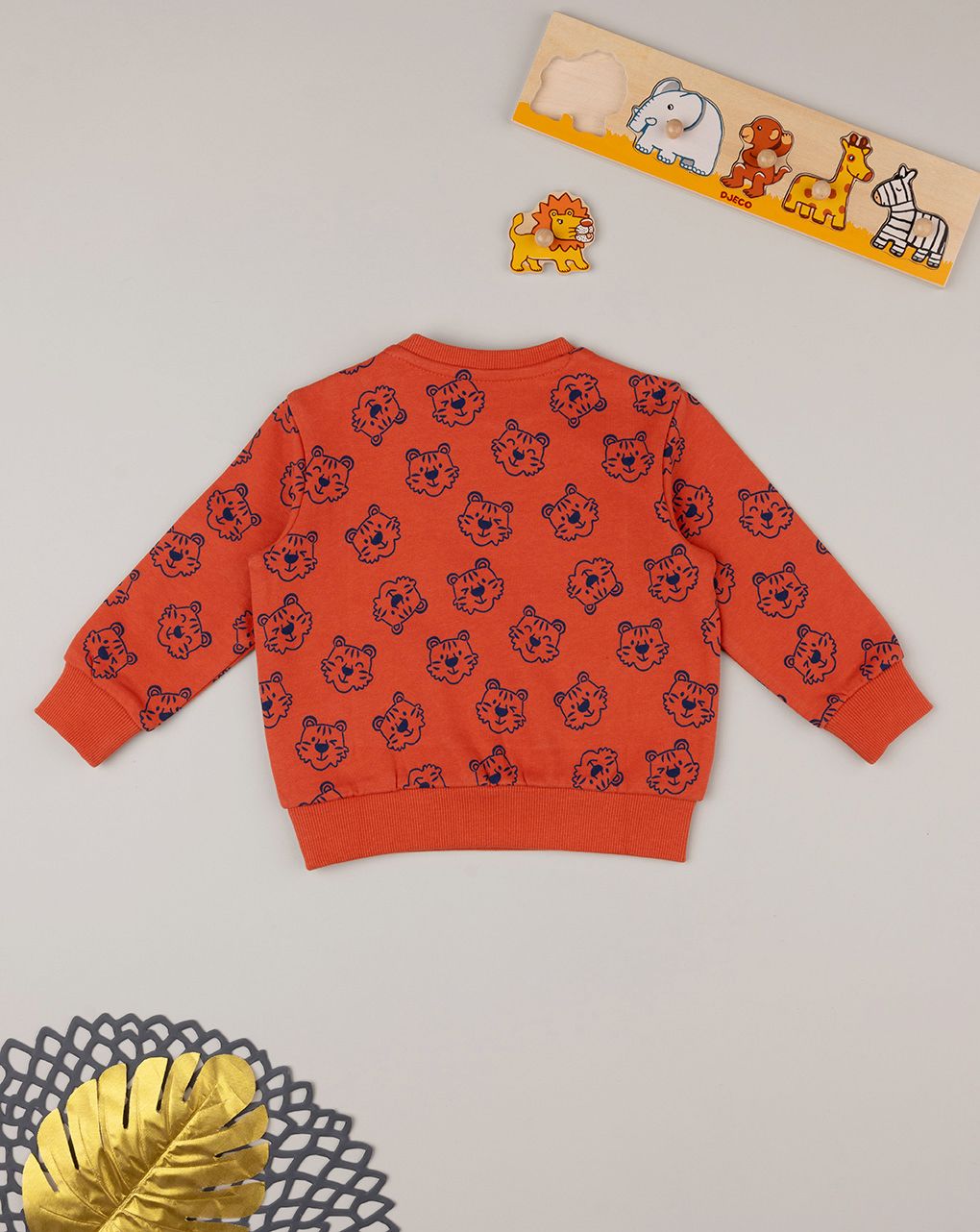 βρεφική μπλούζα φούτερ πορτοκαλί με τιγράκια για αγόρι - Prénatal