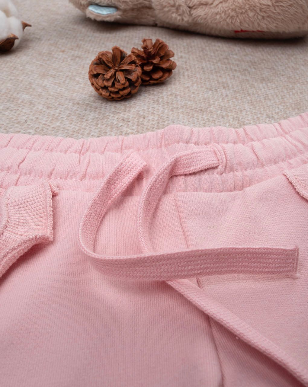 βρεφικό παντελόνι φούτερ ροζ teddy για κορίτσι - Prénatal