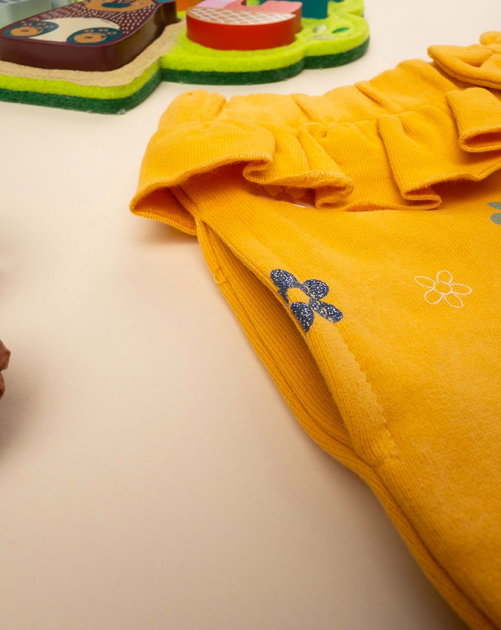 βρεφικό παντελόνι φούτερ κίτρινο φλοράλ για κορίτσι - Prénatal