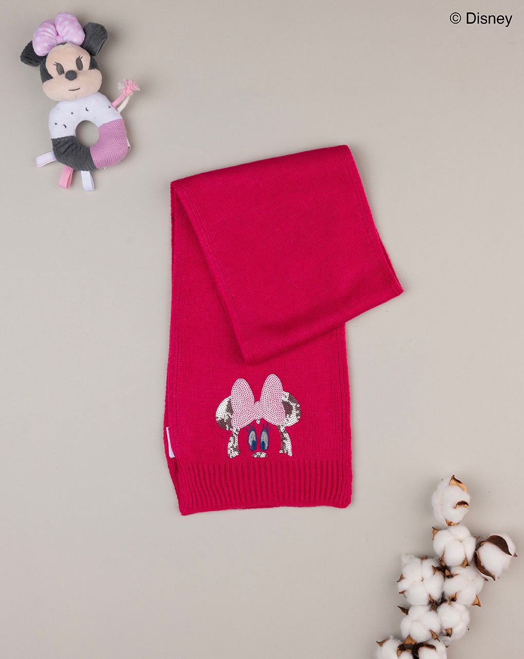 παιδικό κασκόλ πλεκτό φούξια με τη minnie για κορίτσι - Prénatal