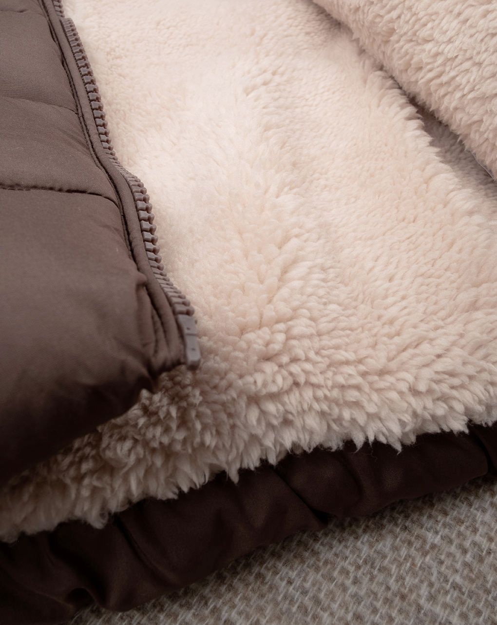 βρεφικό μπουφάν puffer καφέ teddy για αγόρι - Prénatal