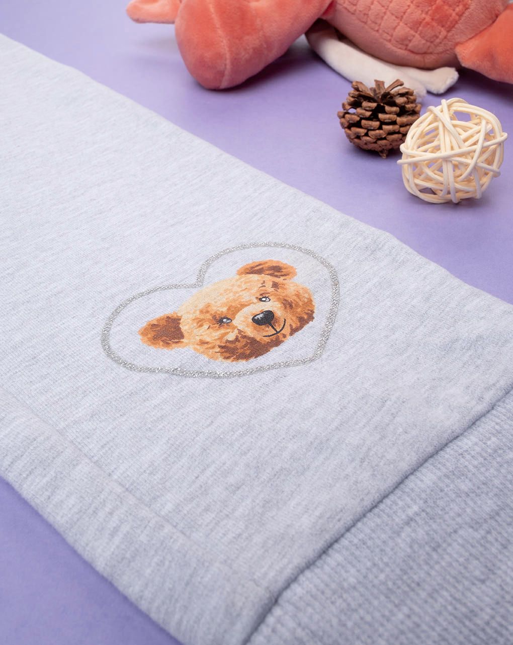 παιδικό παντελόνι φούτερ γκρι teddy για κορίτσι - Prénatal