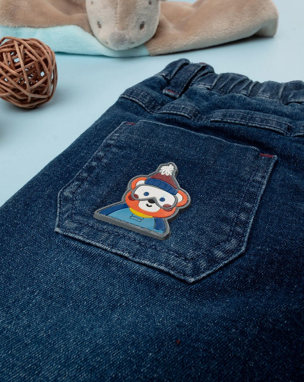 βρεφικό τζιν παντελόνι μπλε καρό για αγόρι - Prénatal