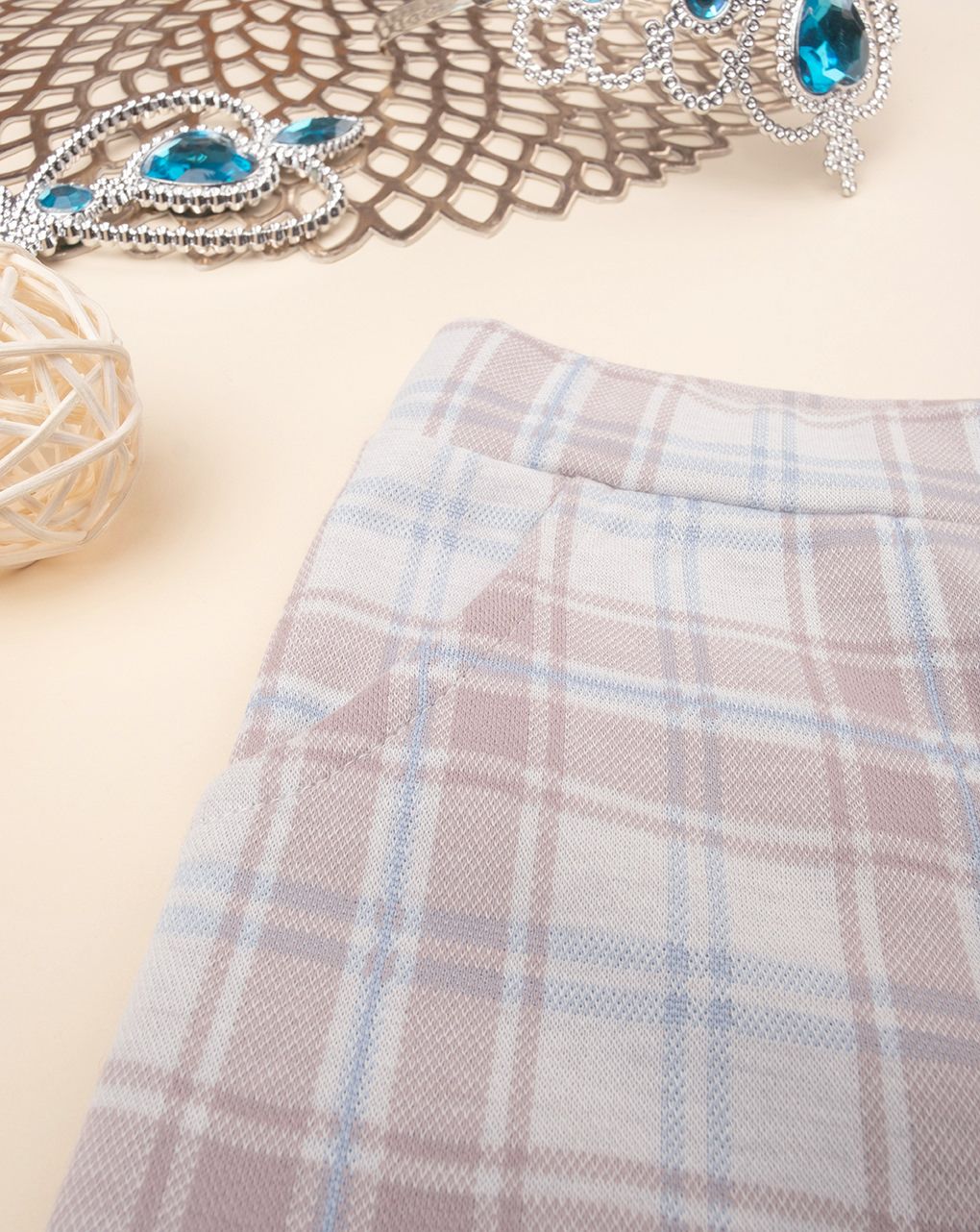 παιδικό κολάν καρό γαλάζιο/dusty pink για κορίτσι - Prénatal