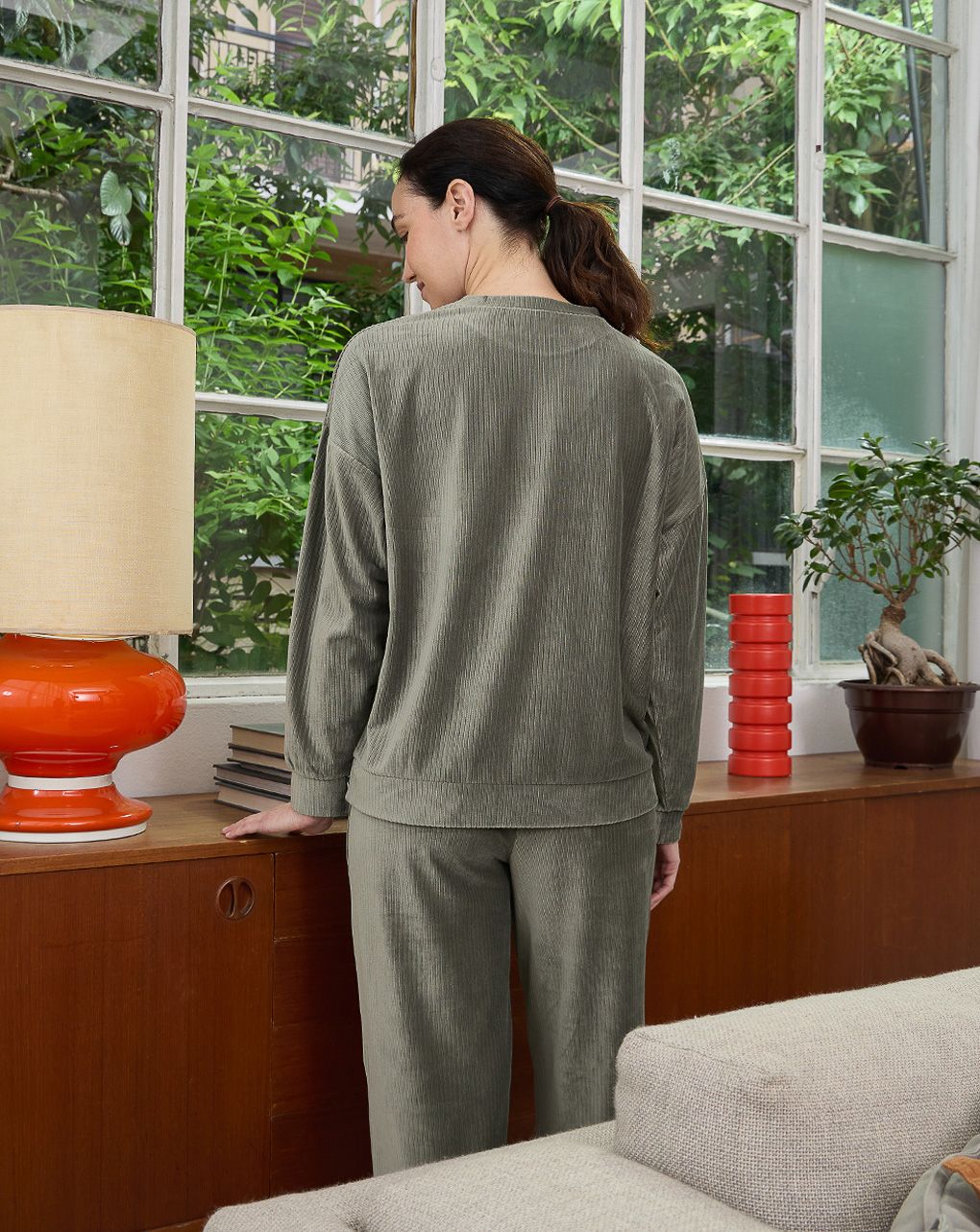 γυναικεία μπλούζα φούτερ εγκυμοσύνης από σενίλ χακί - Prénatal