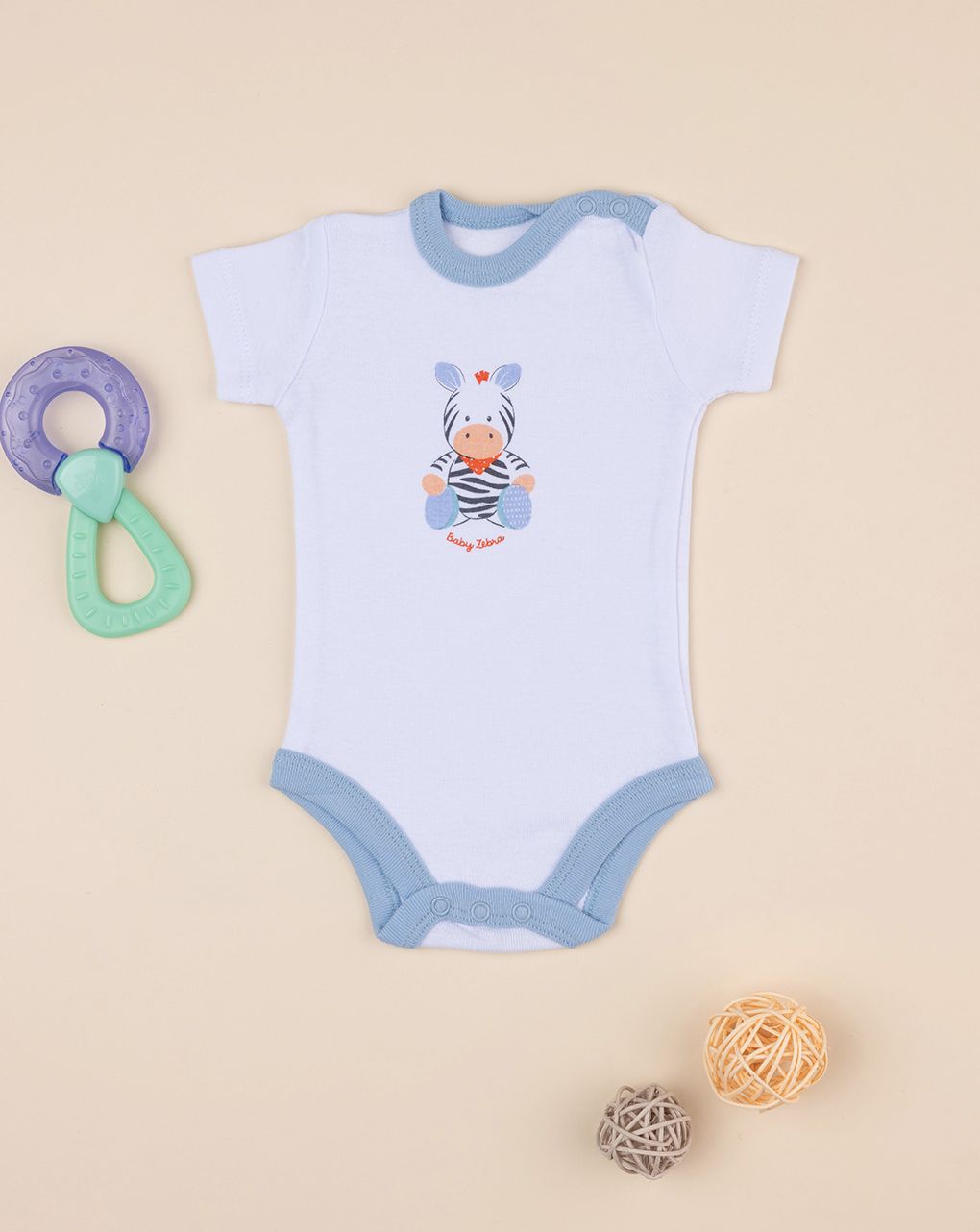 βρεφικό κορμάκι λευκό με ζέβρα unisex - Prénatal