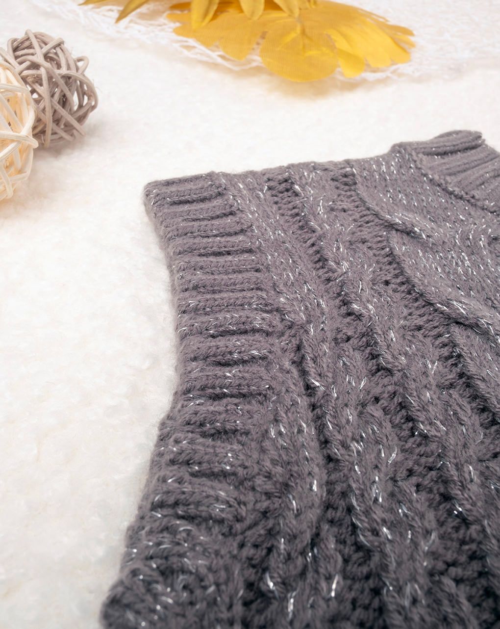 παιδικό γιλέκο πλεκτό γκρι για κορίτσι - Prénatal