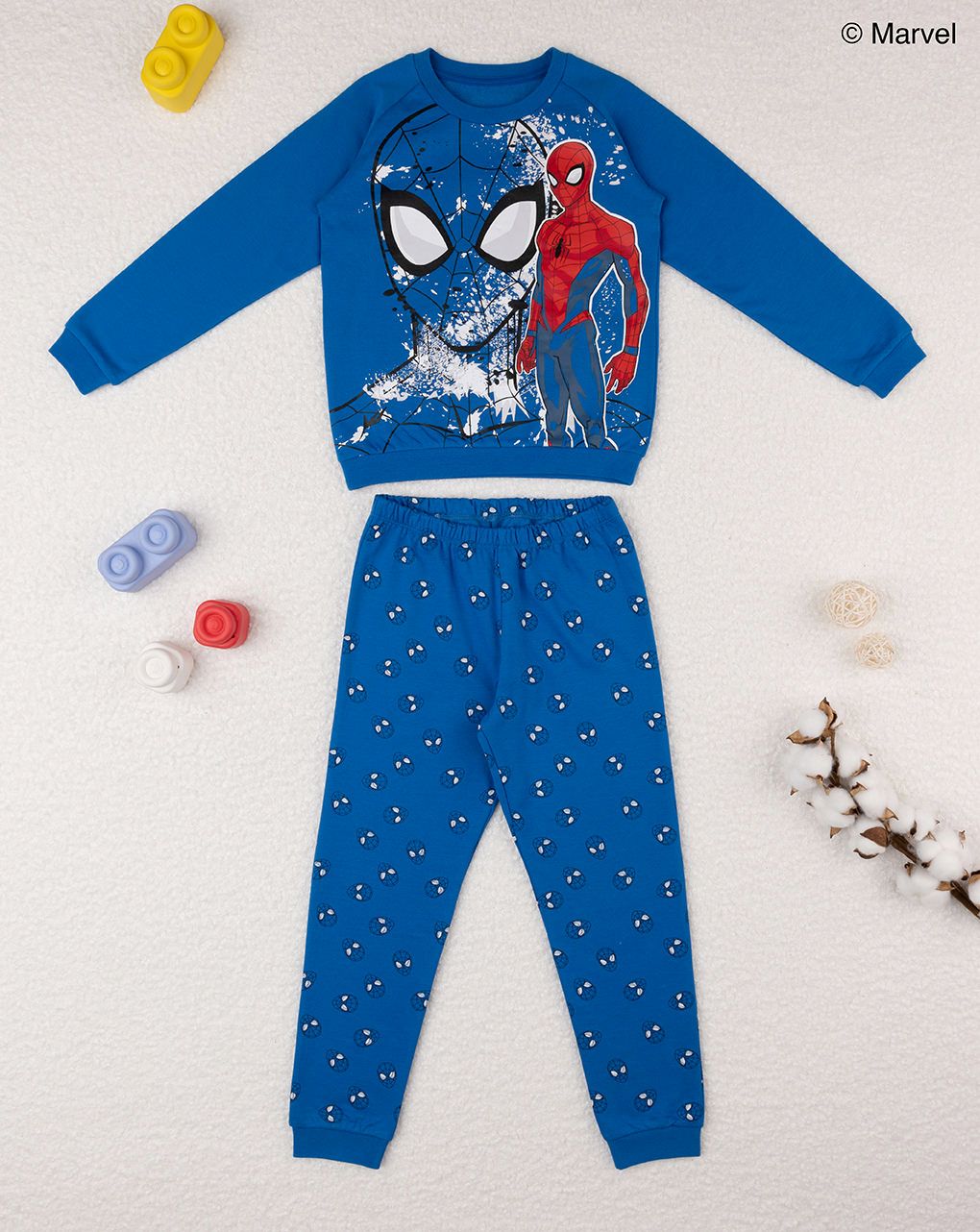 παιδική πιτζάμα μπλε με τον spiderman για αγόρι - Prénatal