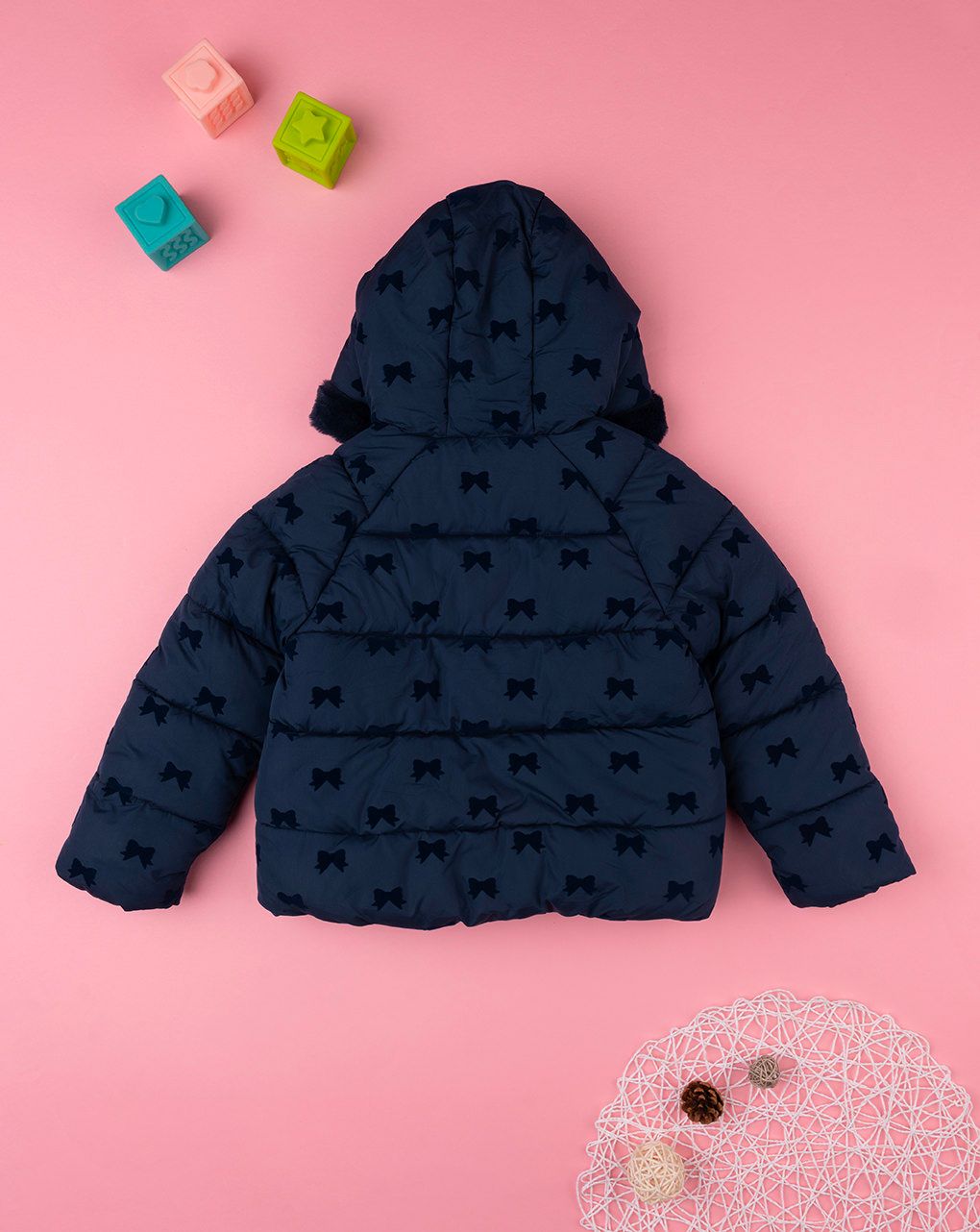 παιδικό μπουφάν puffer μπλε με φιογκάκια για κορίτσι - Prénatal