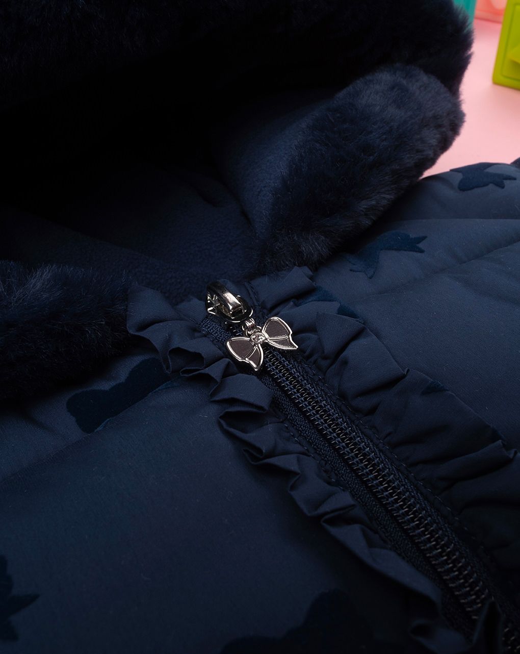 παιδικό μπουφάν puffer μπλε με φιογκάκια για κορίτσι - Prénatal