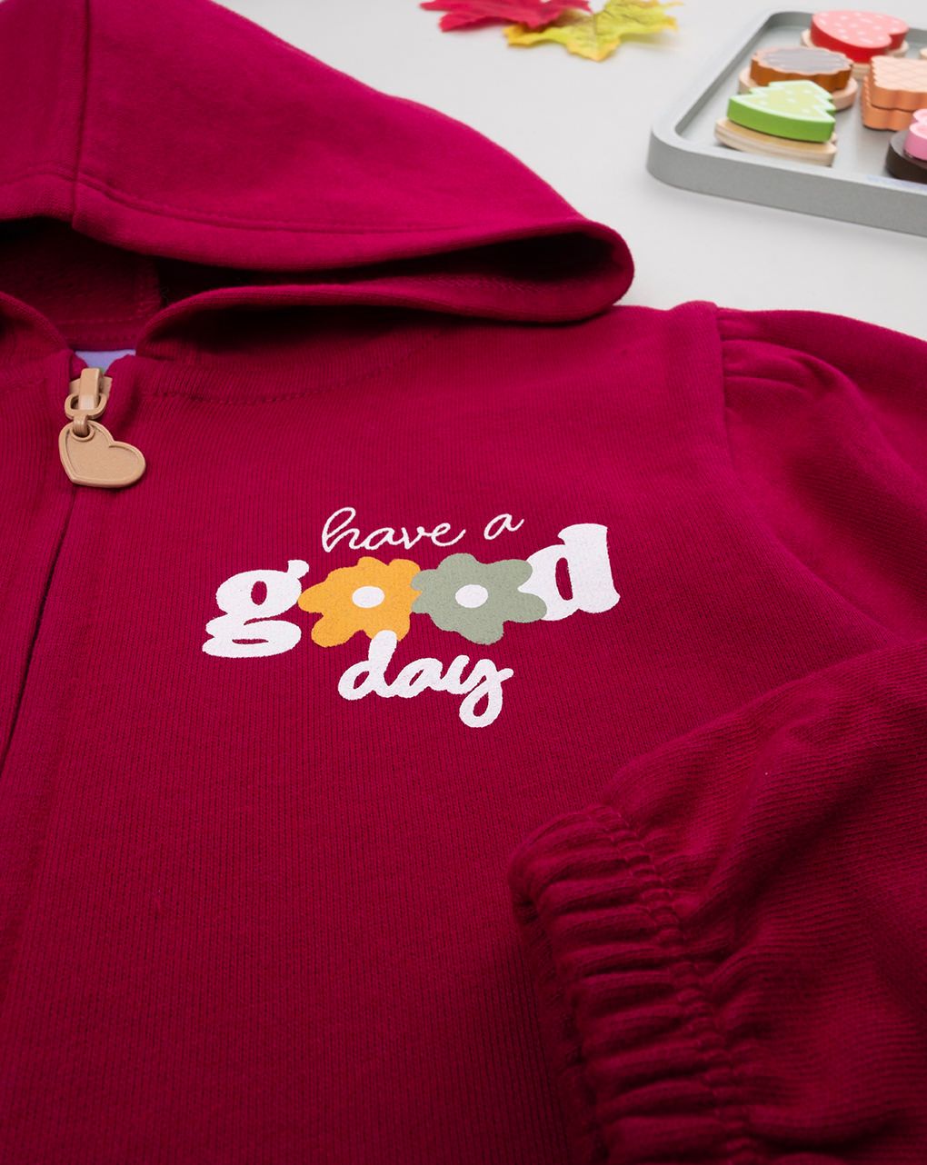 παιδική ζακέτα φούτερ μπορντώ good day για κορίτσι - Prénatal