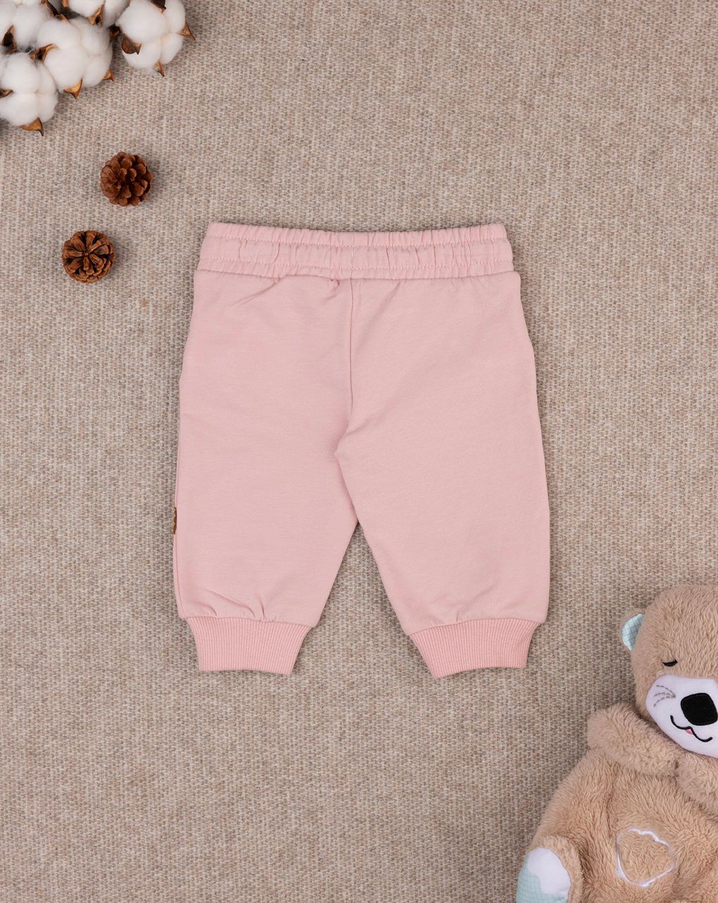 βρεφικό παντελόνι φούτερ ροζ teddy για κορίτσι - Prénatal