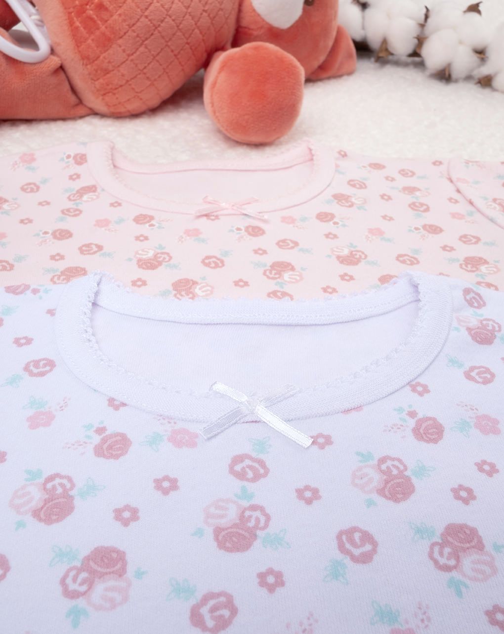 παιδικά κοντομάνικα φακελάκια πακέτο x2 λουλούδια για κορίτσι - Prénatal