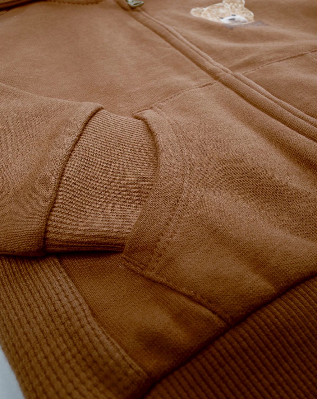 βρεφική ζακέτα φούτερ καφέ teddy για αγόρι - Prénatal