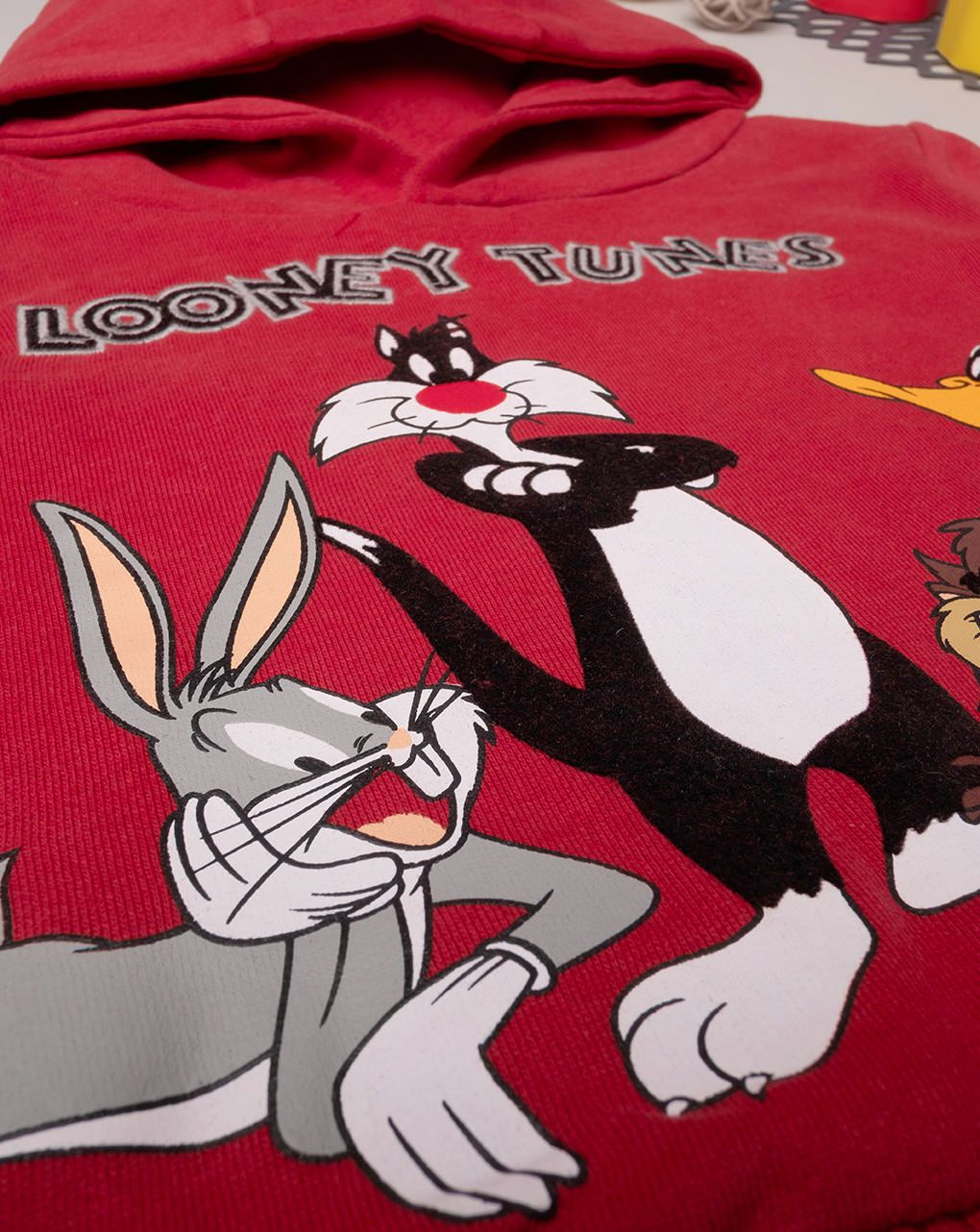 βρεφική μπλούζα φούτερ κόκκινη με looney tunes για αγόρι - Prénatal