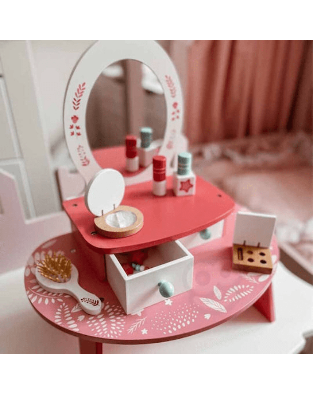 Tooky toy ξύλινη τουαλέτα ομορφιάς ροζ tl098a - TOOKY TOY