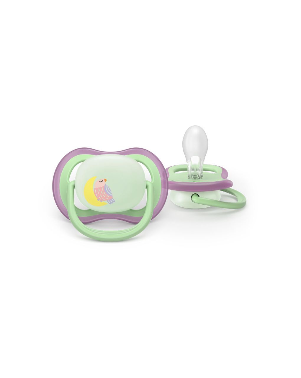 Philips avent πιπίλα σιλικόνης ultra air nighttime 2τμχ κουκουβάγια/πεταλούδα 6-18 μηνών scf376/29 - Philips Avent