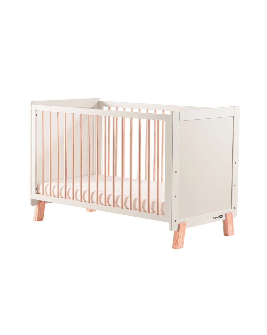 Freeon ξύλινο βρεφικό κρεβάτι ava λευκό-φυσικό 60x120cm 49164 - Freeon