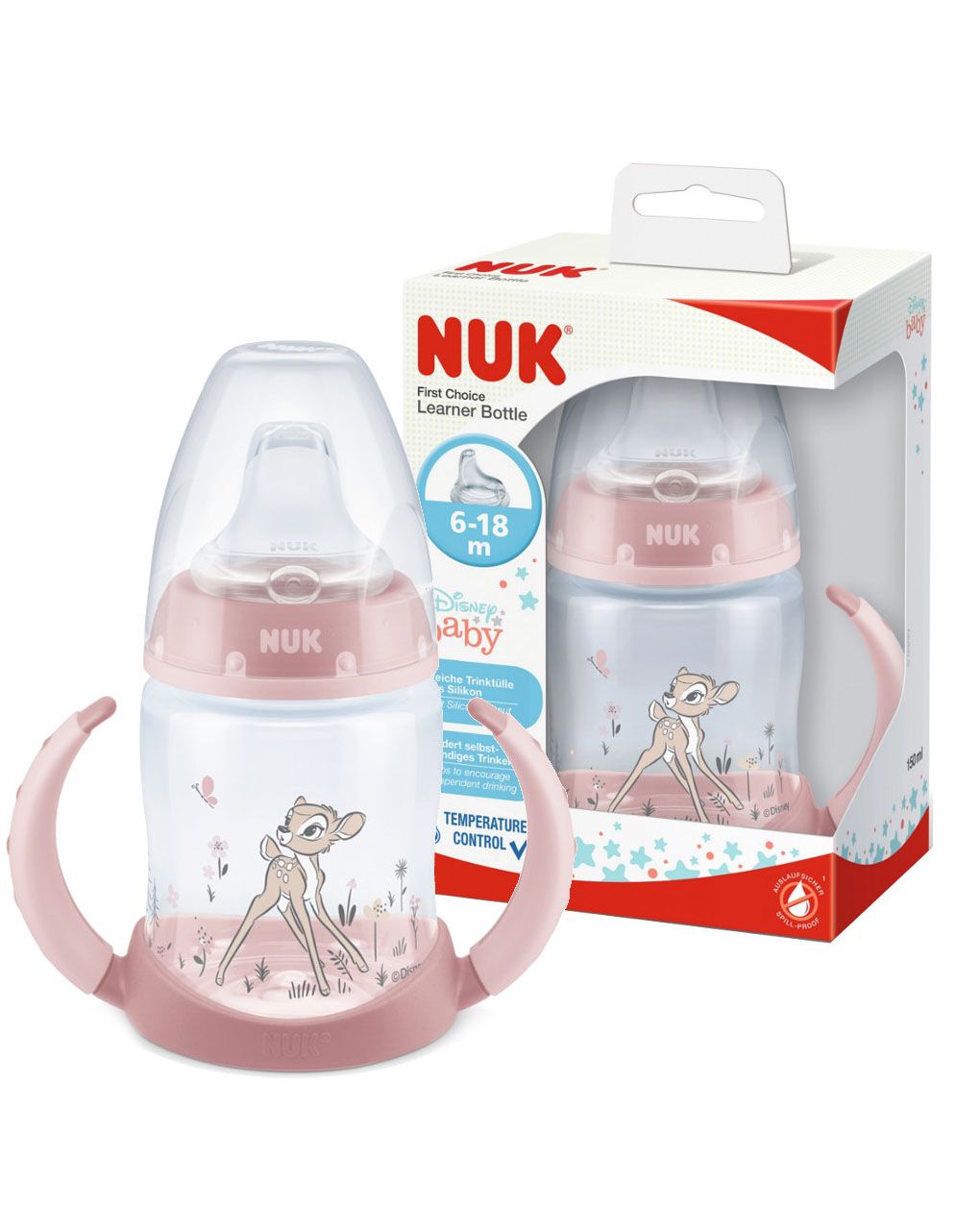 Nuk εκπαιδευτικό ποτηράκι με λαβές first choice bambi 6-18m, 150ml - Nuk