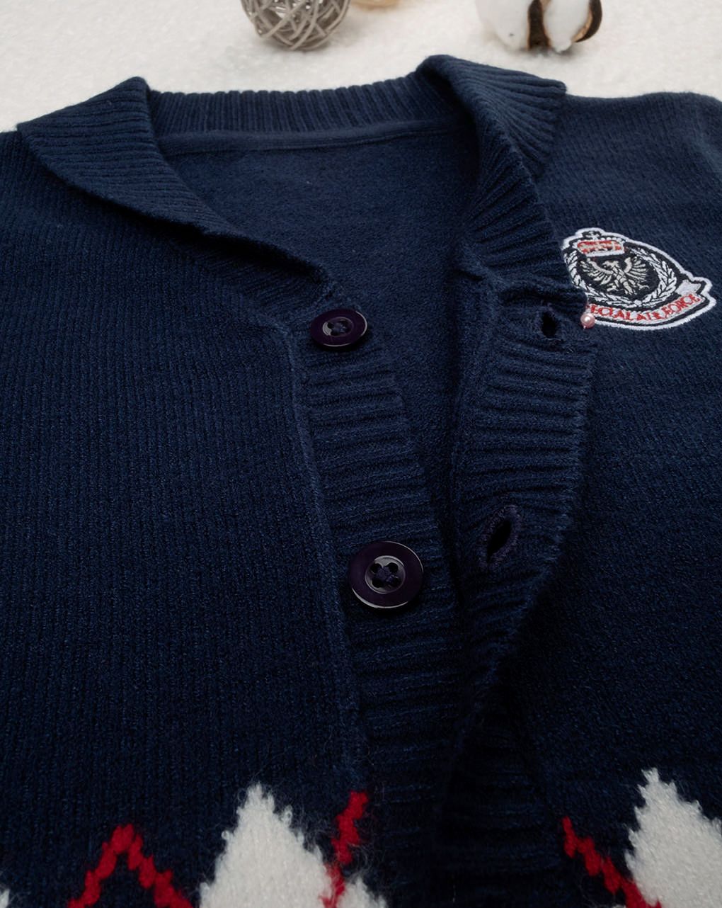 παιδική πλεκτή ζακέτα μπλε με ρόμβους για αγόρι - Prénatal