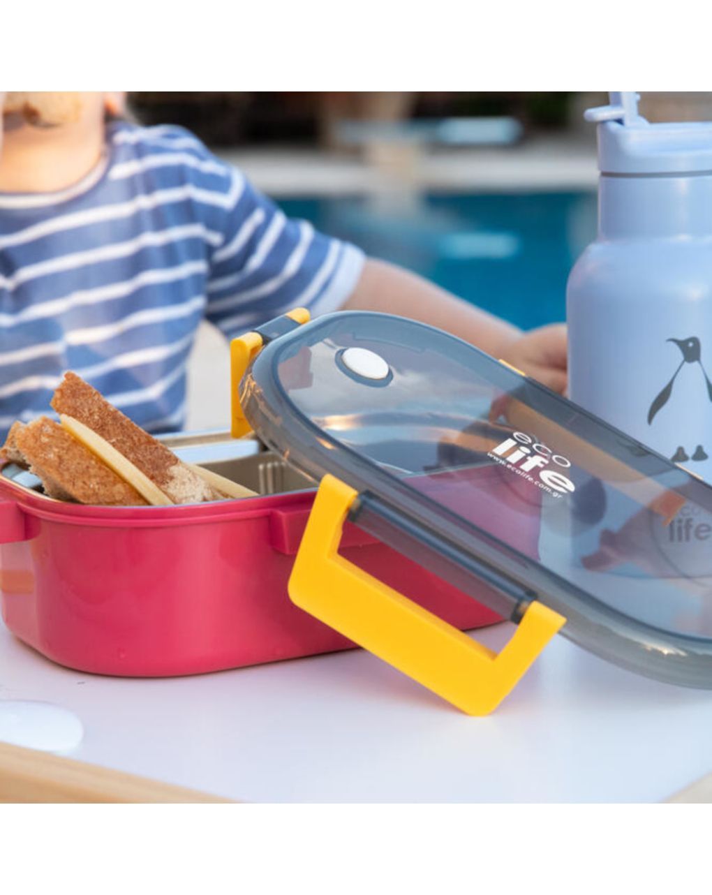 Ecolife ανοξείδωτο φαγητοδοχείο με χώρισμα 900ml deep rose 33-bo-9068 - Ecolife