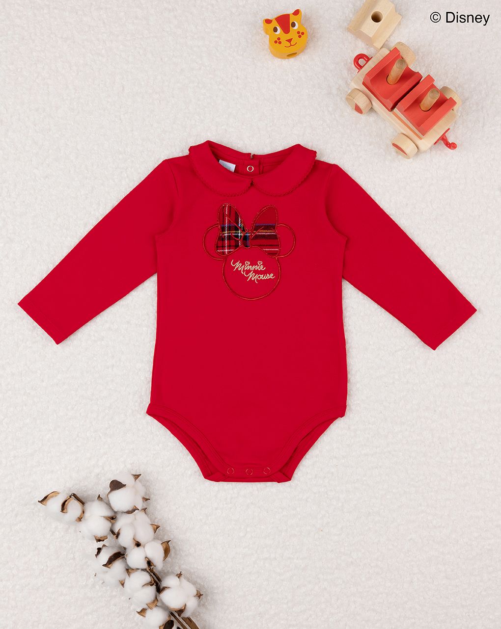 βρεφικό κορμάκι κόκκινο με τη minnie για κορίτσι
