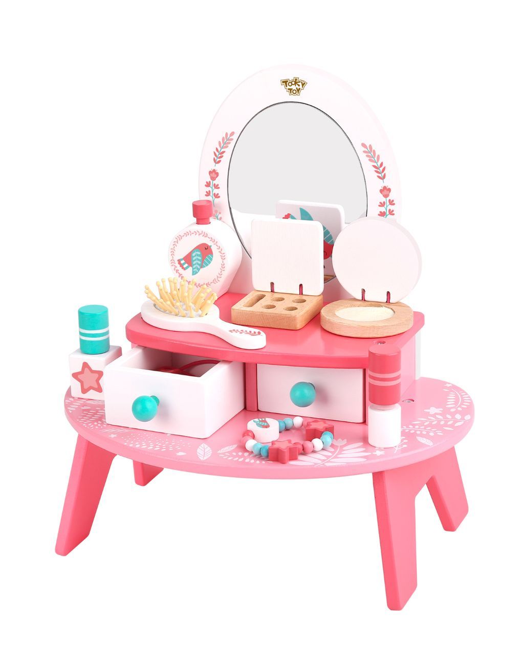 Tooky toy ξύλινη τουαλέτα ομορφιάς ροζ tl098a - TOOKY TOY