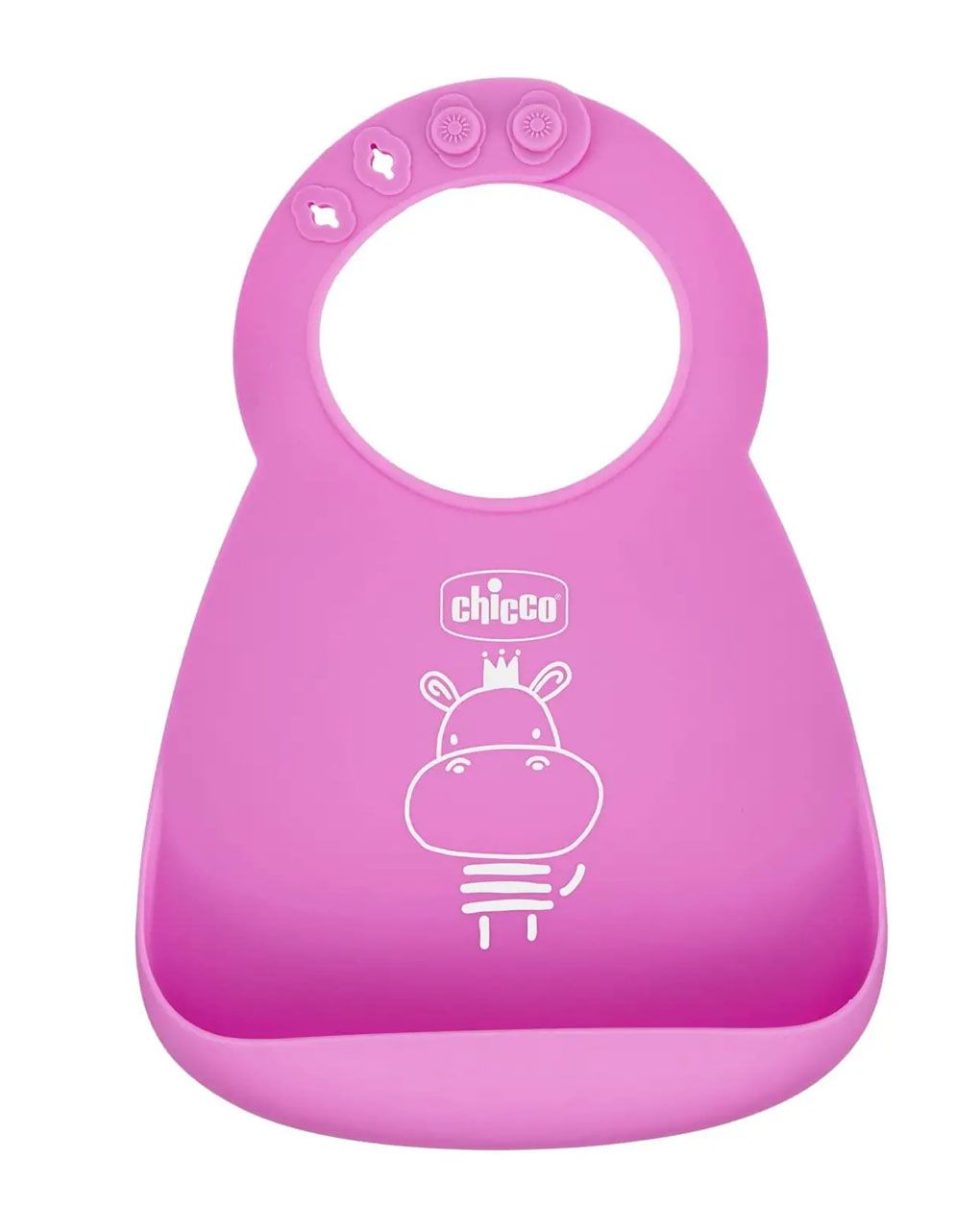 Chicco σαλιάρα σιλικόνης για ψίχουλα- ροζ 1τεμ - Chicco