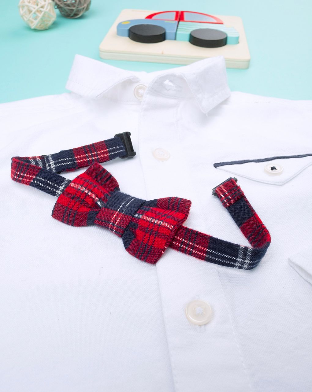 βρεφικό πουκάμισο λευκό με παπιγιόν για αγόρι - Prénatal