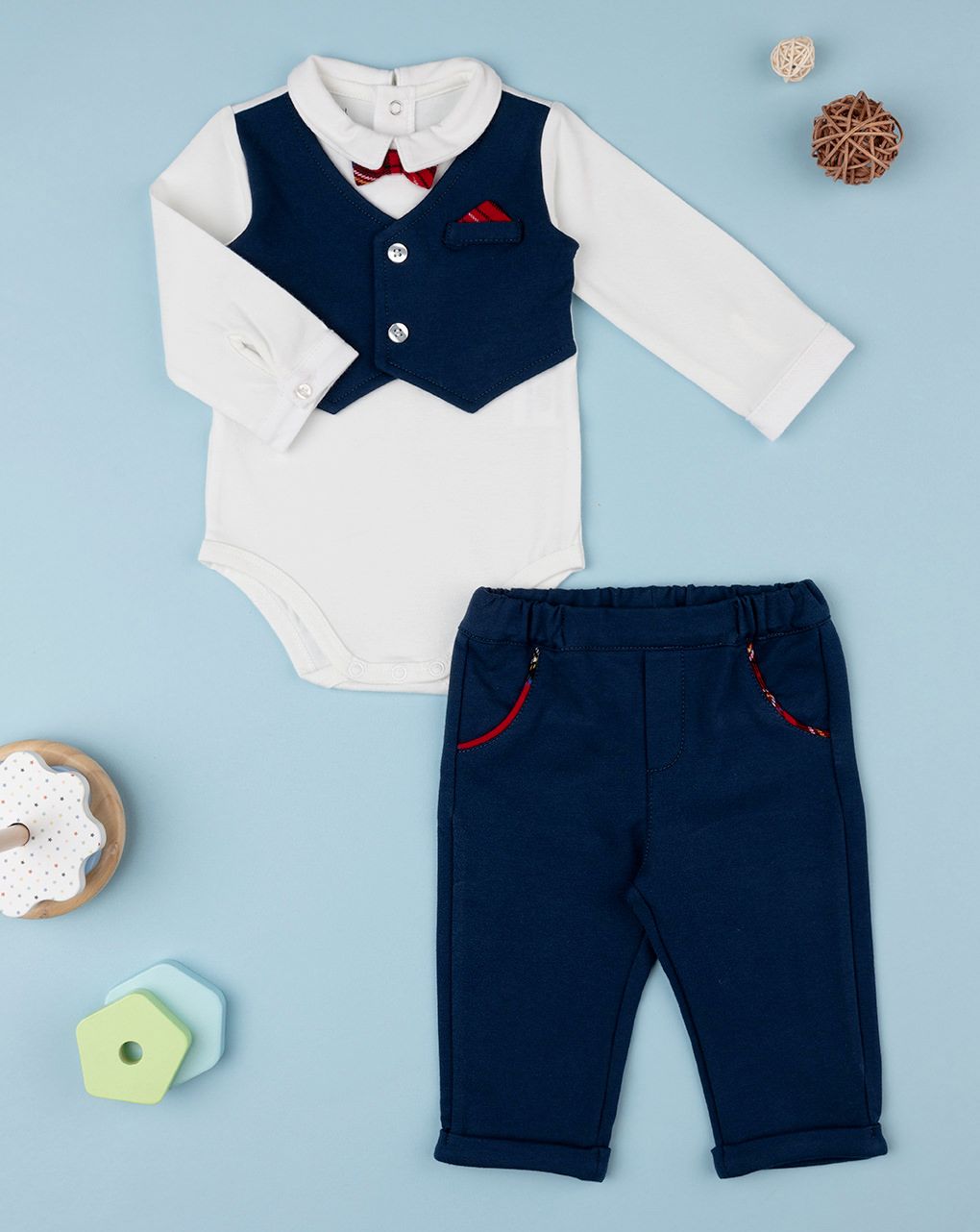 βρεφικό σετ κορμάκι και παντελόνι classic για αγόρι - Prénatal