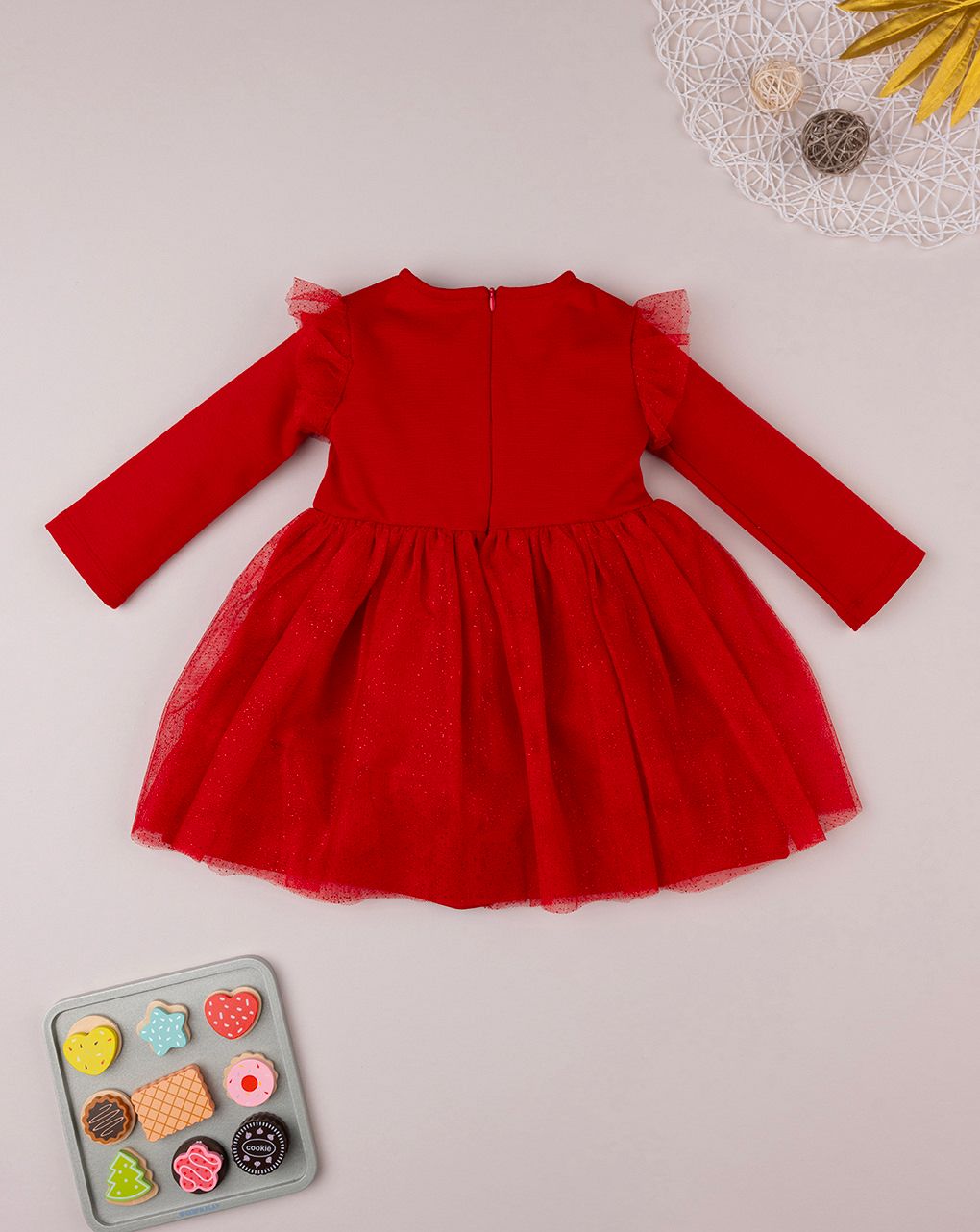 βρεφικό φόρεμα κόκκινο με τούλι για κορίτσι - Prénatal