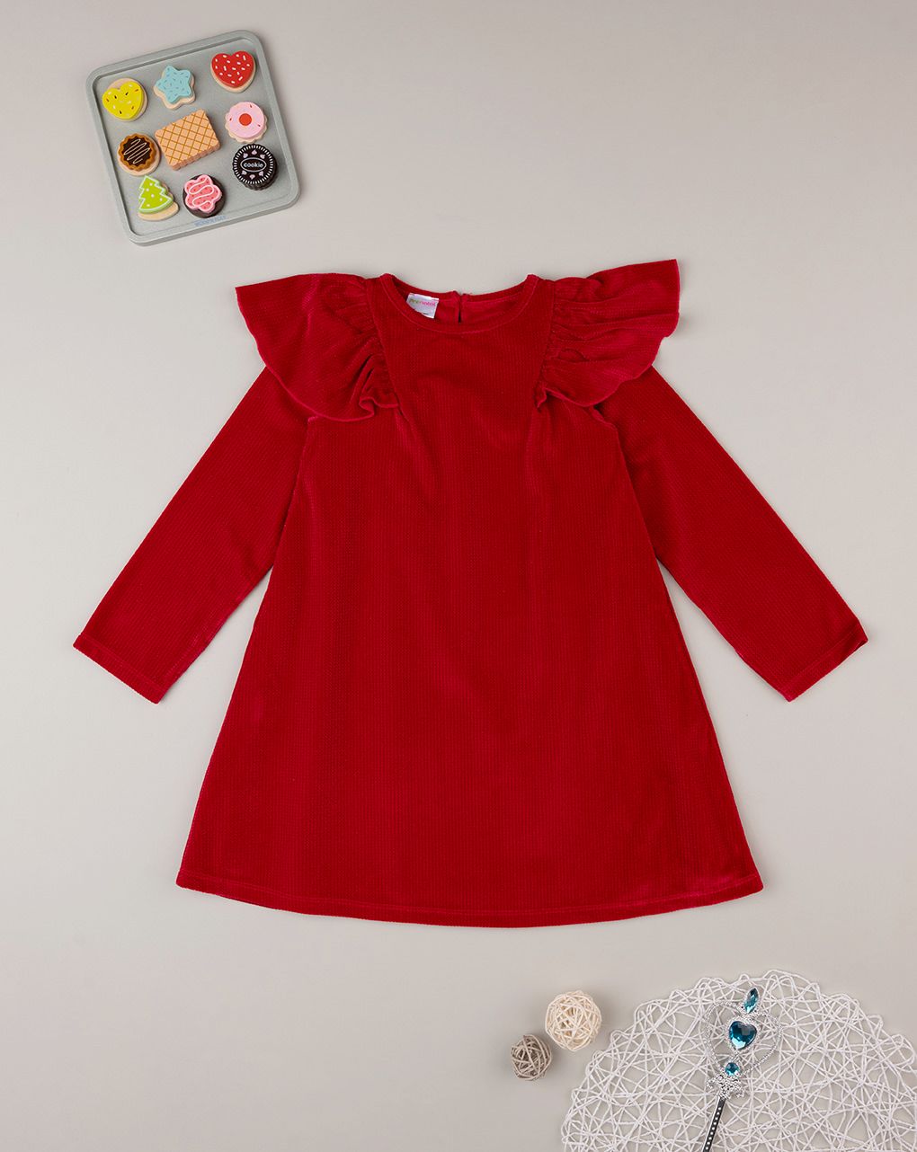 παιδικό φόρεμα κόκκινο βελουτέ για κορίτσι