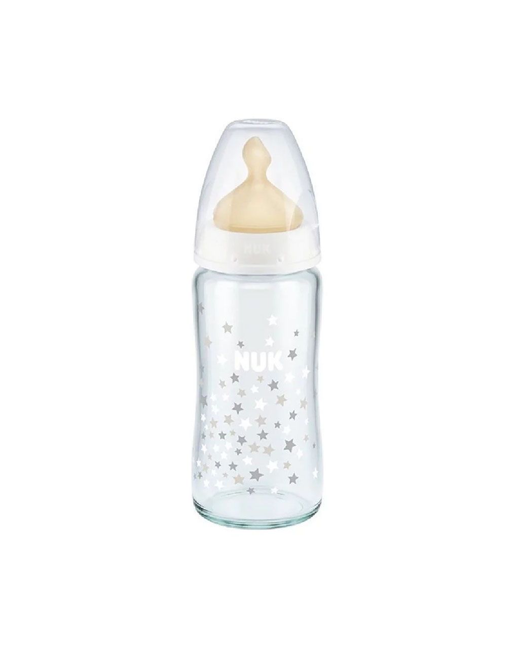 Nuk γυάλινο μπιμπερό first choice plus με θηλή καουτσούκ 0-6m 240ml - Nuk