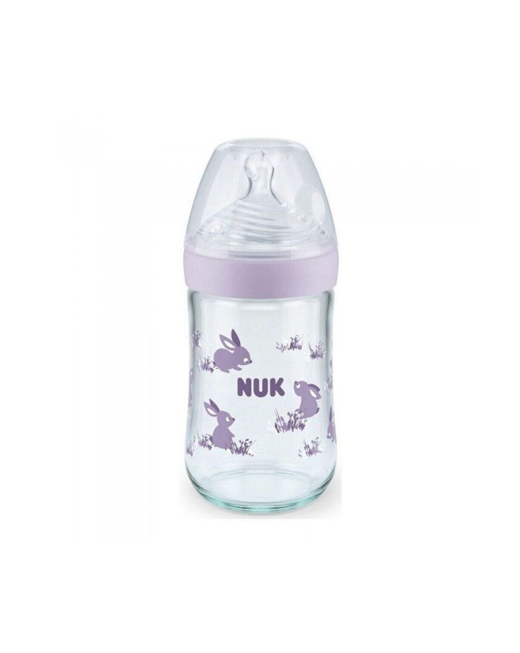 Nuk μπιμπερό γυάλινο με θηλή σιλικόνης nature sense soft 6-18m medium 240ml - Nuk