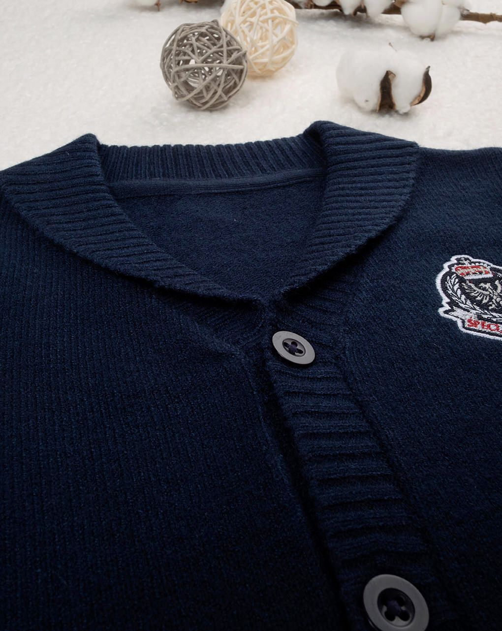 παιδική πλεκτή ζακέτα μπλε με ρόμβους για αγόρι - Prénatal