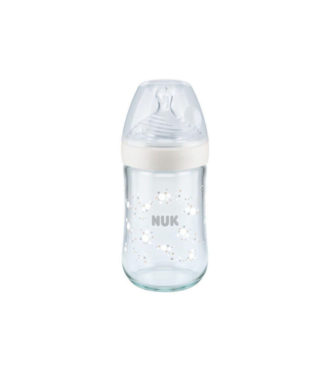 Nuk μπιμπερό γυάλινο με θηλή σιλικόνης nature sense soft 6-18m medium 240ml - Nuk