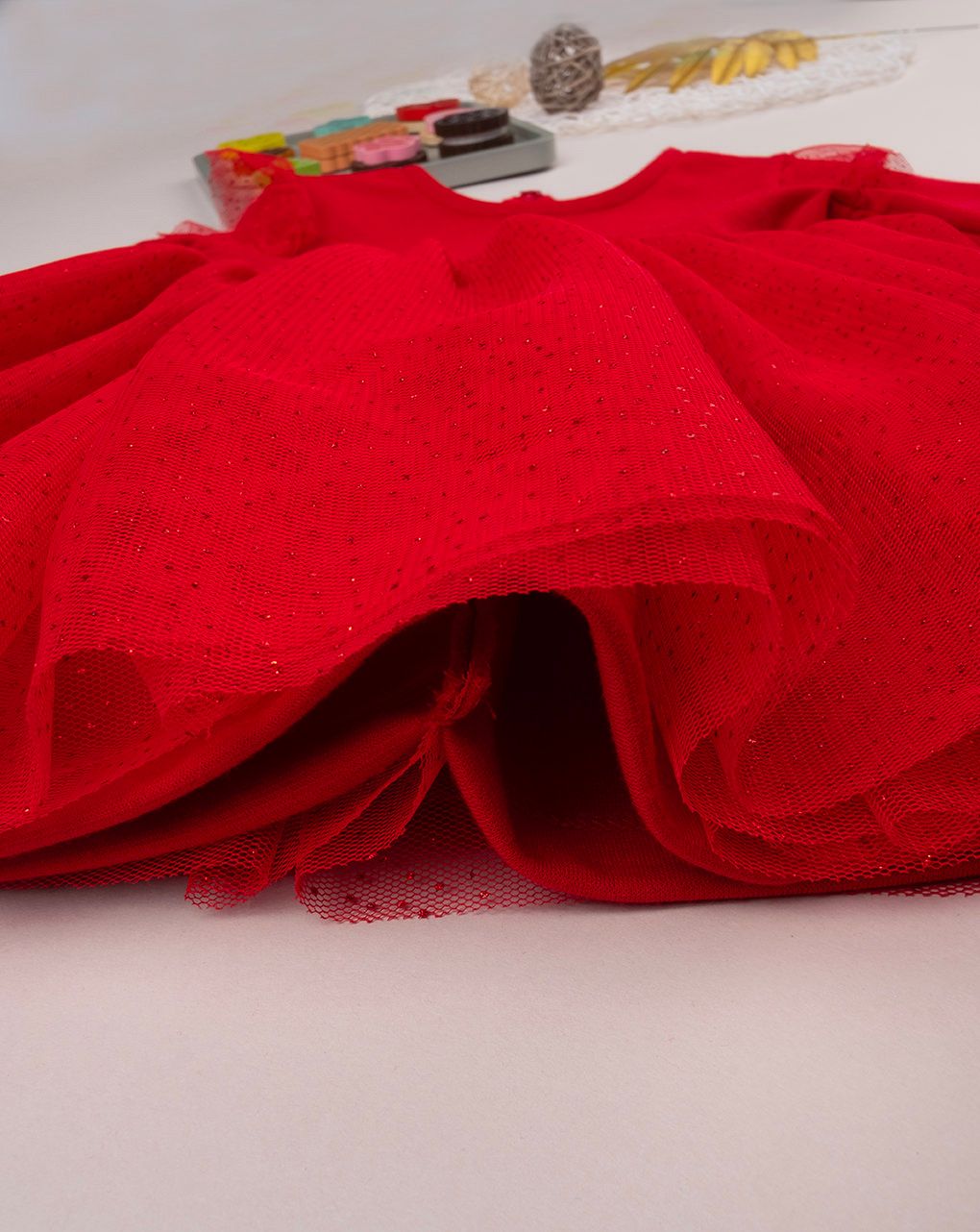 βρεφικό φόρεμα κόκκινο με τούλι για κορίτσι - Prénatal