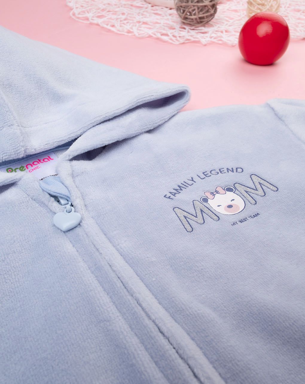 βρεφική ζακέτα σενίλ μπλε mom για κορίτσι - Prénatal